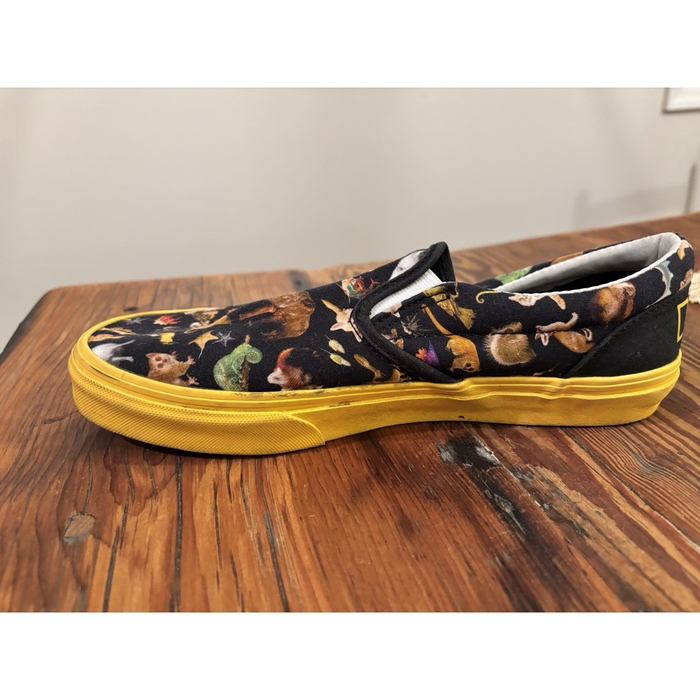 VANS x National Geographic Kids Slip-On Animal Print Black/Yellow Size 7 Fair - Picture 6 of 9